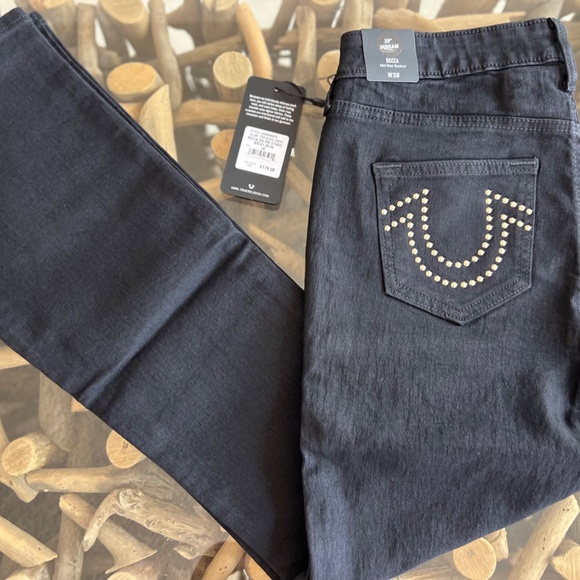TRUE RELIGION BECCA Black Rinse Bootcut Studded Jeans - Picture 8 of 10